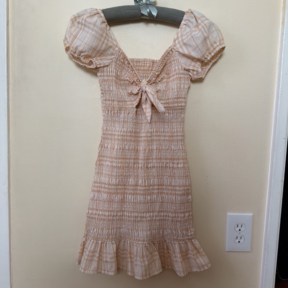 Plaid Puff Sleeve Dress